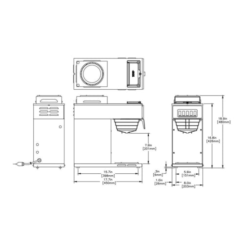 BUNN O MATIC Pourover Coffee Brewer with 2 Warmers with 2 Easy Pour Servers, 12 Cups, VP17A-2