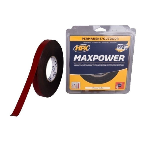 HPX Max Power Outdoor Tape, Black, 16.5m