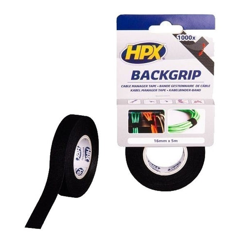 HPX Backgrip Duct Tape, Black, 5m x 16mm