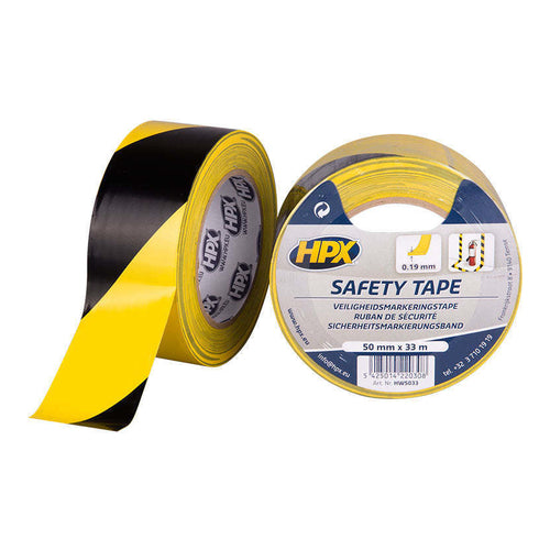 HPX Safety Tape, Yellow/Black, 33m x 50mm