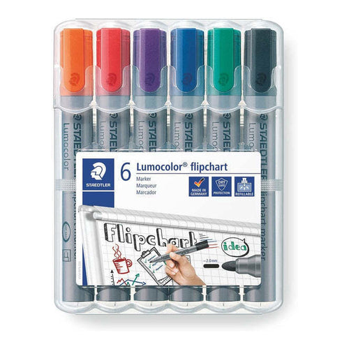 STAEDTLER Lumocolor Flipchart Markers, Assorted Colours, Pack of 6