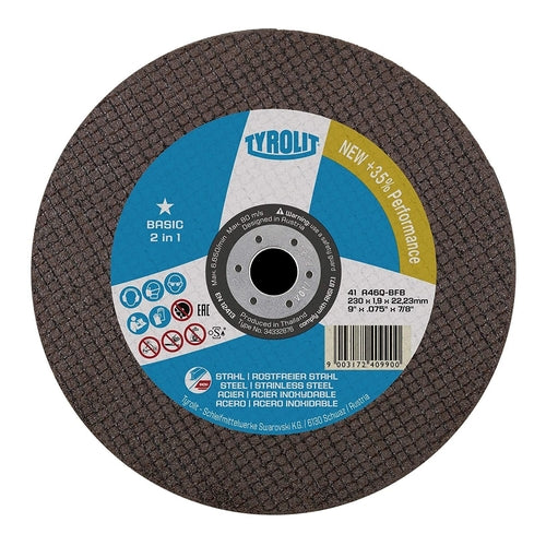 TYROLIT BASIC Cutting Disc for Stainless Steel, 9" (230mm), 34332876