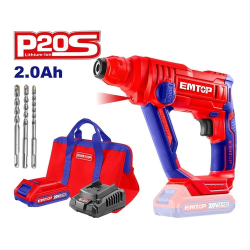 EMTOP P20S Cordless Rotary Hammer, 1 Battery (2.0Ah), Φ13 Drilling, ELRH2016011