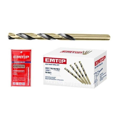 EMTOP HSS Drill Bits, 5mm, 10Pcs, ETDB10501