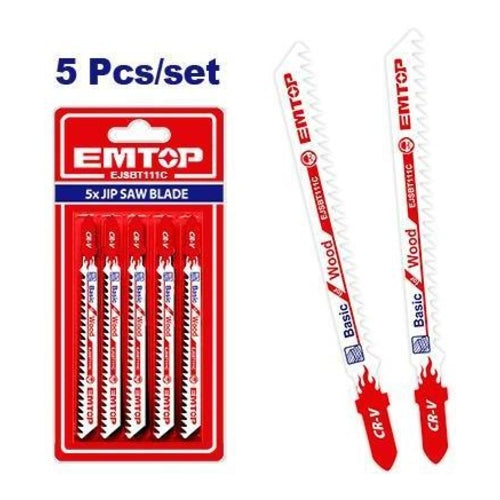 EMTOP Jig Saw Blade for Wood Set, 5Pcs, EJSBT111C