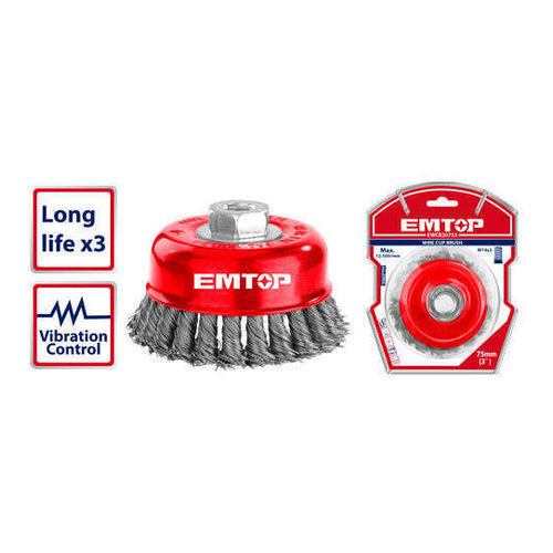 EMTOP Wire Cup Brush, 3" (75mm), EWCB20755