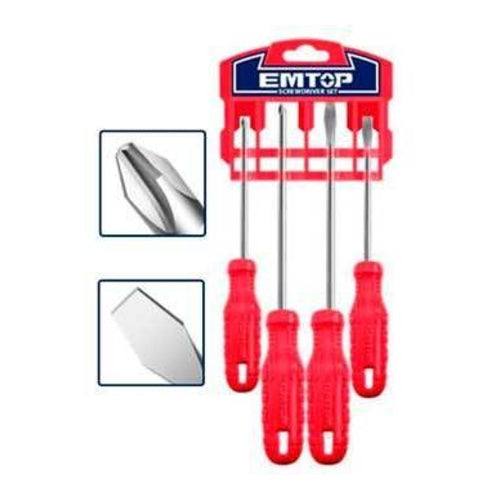 EMTOP Screwdriver Set, 4Pcs, SL6 & PH1, ESST0401