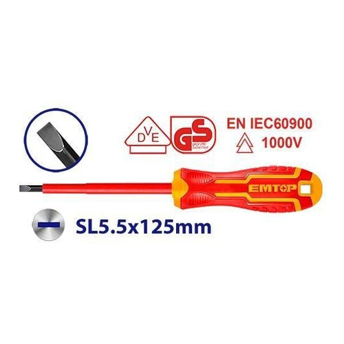 EMTOP Sloted Insulated Screwdriver, SL5.5, ESDRJ5125