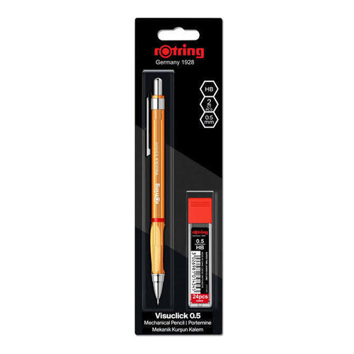 rotring Visuclick 0.5 Mechanical Pencil, 0.5mm, Orange + 24x HB Leads