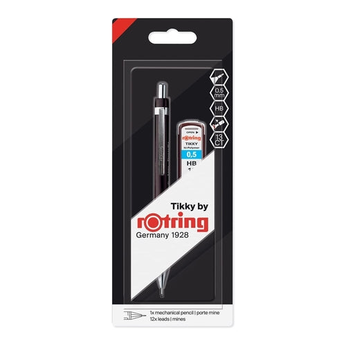 rotring Tikky Mechanical Pencil 0.5mm, Black, + 12x HB Leads