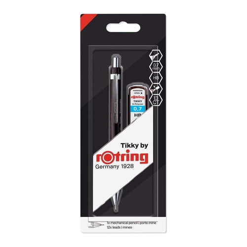 rotring Tikky Mechanical Pencil 0.7mm, Black, + 12x HB Leads