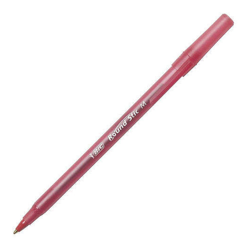 BIC Round Stic Ball Pen, 1.0mm, Red, Pack of 12