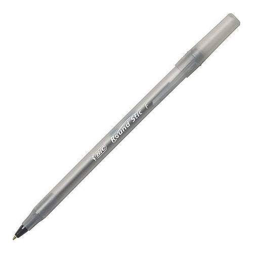 BIC Round Stic Ball Pen, 1.0mm, Black, Pack of 12