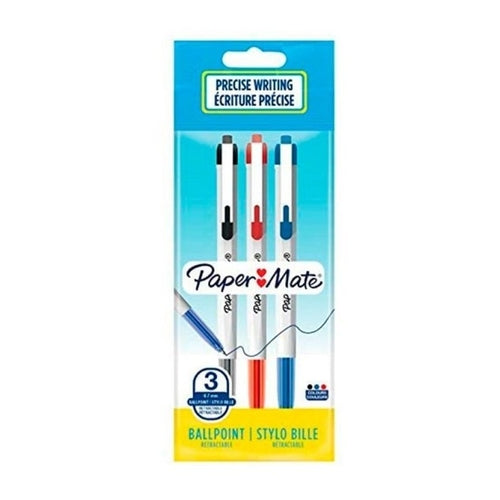 Paper Mate Retractable Ballpoint Pen, 0.7mm, Multicolor, Pack of 3