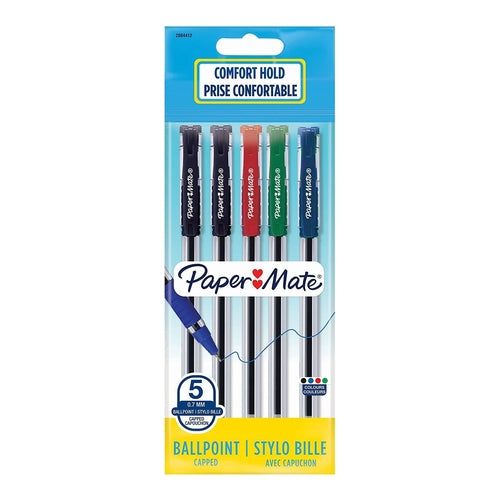 Paper Mate Brite Ballpoint Pen, 0.7mm, Multicolor, Pack of 5