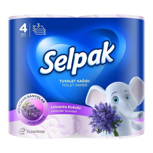 Selpak Lavander Scented Toilet Papers, 2Ply, Pack of 4 Rolls