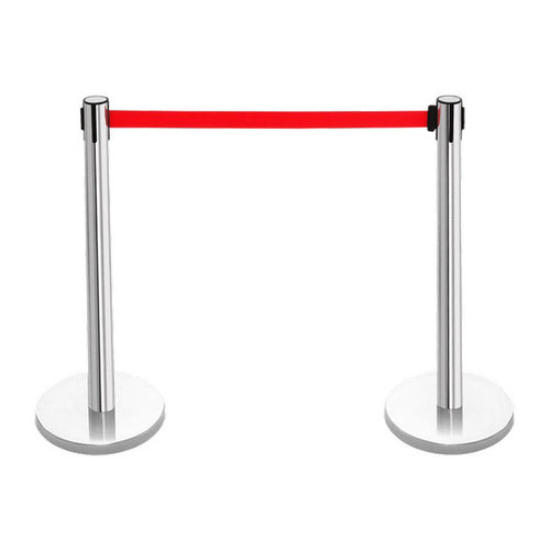 EKO Stainless Steel Queue Line Barrier With Red Belt