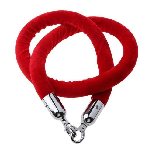 EKO Queue Line Barrier Rope, Red with Silver Handles, 1.5m