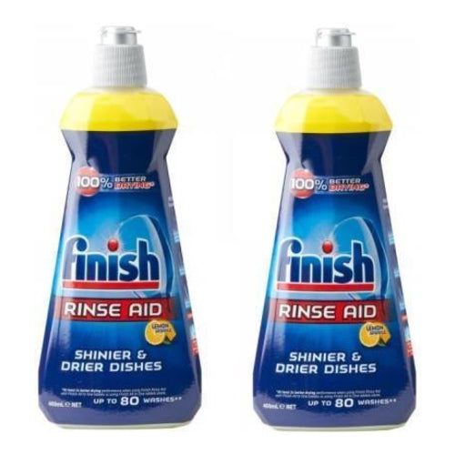 Finish Dishwasher Rinse Aid, Lemon, 400ml, Pack of 2