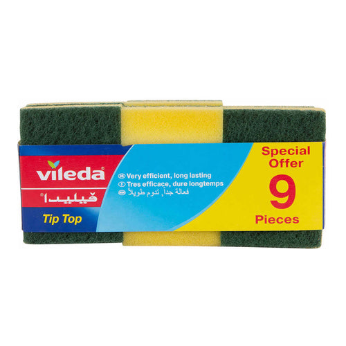 Vileda Tip Top Sponge Scourer, 9Pcs