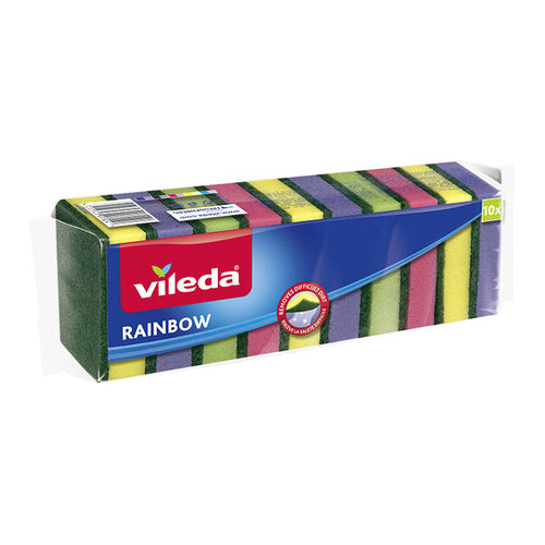 Vileda Rainbow Sponge Scourer, 10Pcs