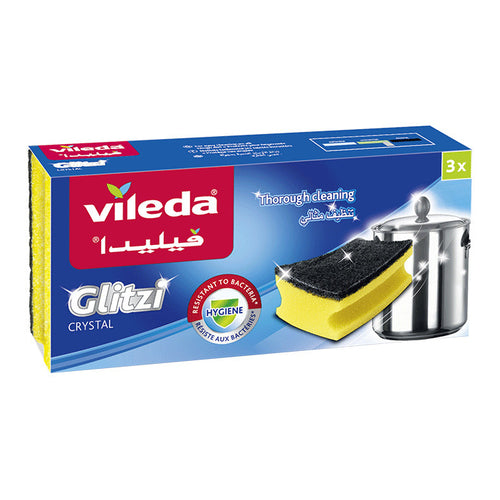 Vileda Glitzi Crystal Sponge Scourer, 3Pcs