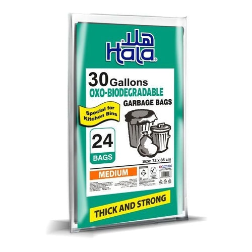 Hala Trash Bags, Eco Friendly, 24 Bags, 85x72cm, 30Gal