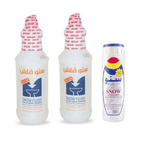 Snow Flash Toilet Cleaner, 1L x 2Pcs + Snow Powder, 500g