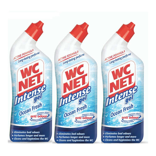 WC NET Intense Gel Toilet Cleaner, Anti Odour, Ocean Fresh, 750ml, Pack of 3