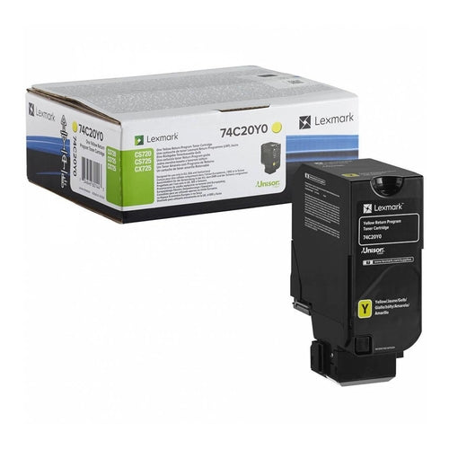 Lexmark CS720, CS725, CX725 Yellow Return Programme Toner Cartridge, 3000 Pages, 74C50Y0