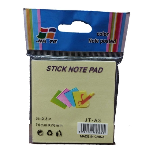 JIA TE Color Stick Note Pad Set, 3” x 3” (76 x 76mm), 12 Pcs