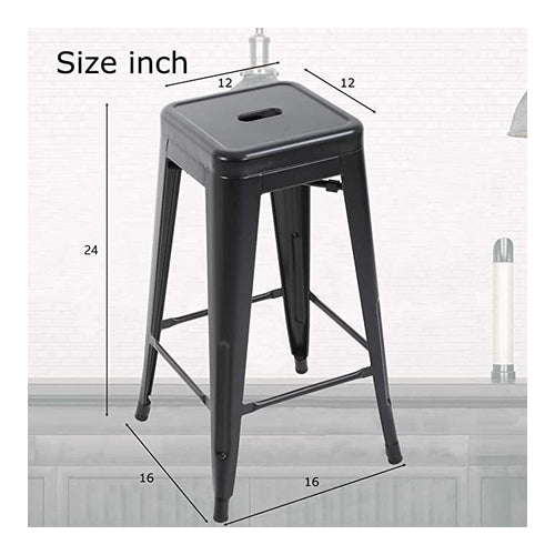 FDW Metal Bar Stool Counter Height, 24", Black