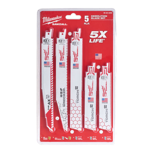 Milwaukee Sawzall Blades Set, 5Pcs, 49222205