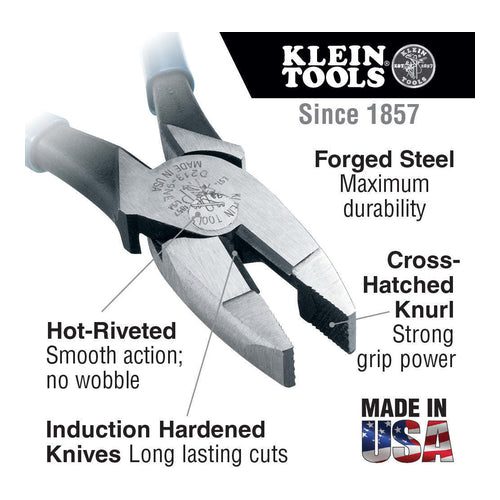 Klein Tools Lineman's Pliers, New England Nose, 9", D213-9NE