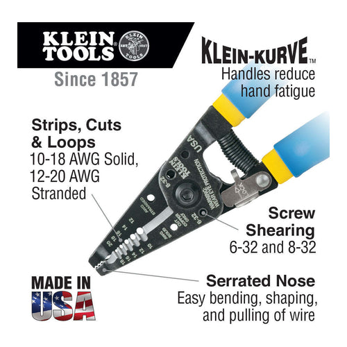 Klein Tools Solid & Stranded Copper Wire Stripper and Cutter, 11055KLE