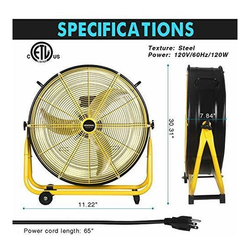 VENTISOL 24" Industrial Drum Fan, 3 Speeds