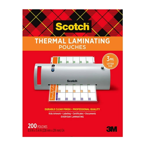 3M Scotch Thermal Laminator, 9" Wide, TL901X + 3M Scotch Thermal Laminating Pounche, 200 Pouches, TP3854-200