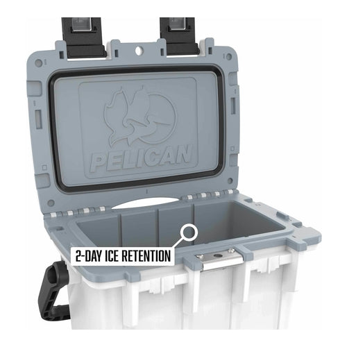 Pelican 20QT Elite Cooler, 20L Capacity, White & Grey, 20Q-1-WHTGRY