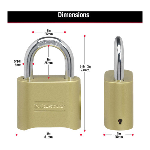 Master Lock Resettable Combination Padlock, 1" Shackle Length