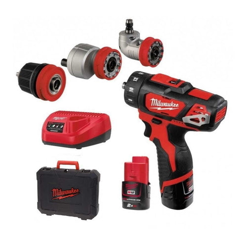 Milwaukee M12 BDDXKIT-202C Sub Compact Drill with Removable Chusk, 2 x 2.0Ah Battery, 4933447836