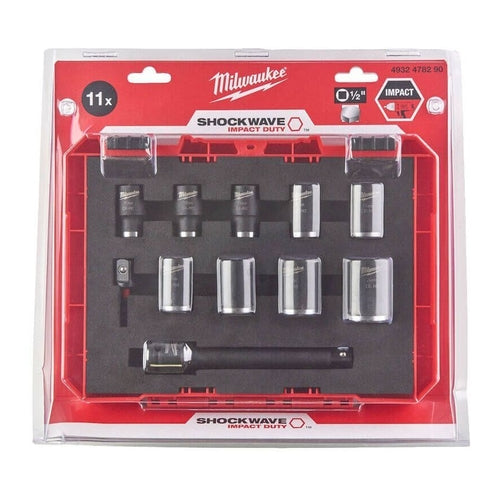 Milwaukee 1/2" Shockwave Impact Duty Automotive Short Impact Socket Set, 11Pcs, 4932478290