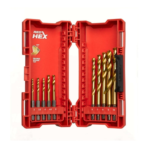 Milwaukee Red Hex Shockwave HSS-Tin Metal Drill Bits Set