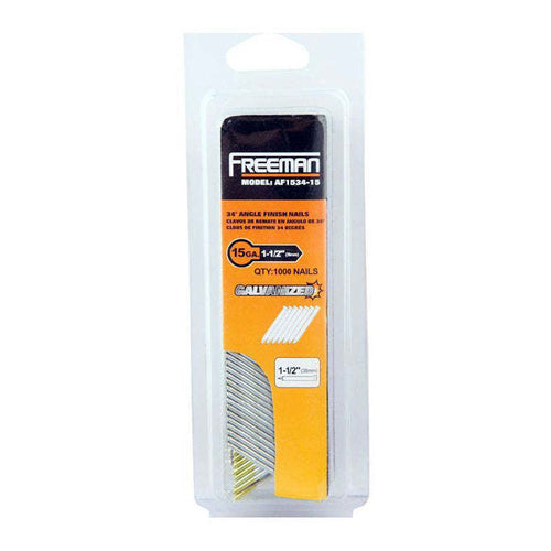 Freeman 34 Degree Angle Finish Nails, 1-1/2", 15 GA., 1000 Nails, AF1534-15