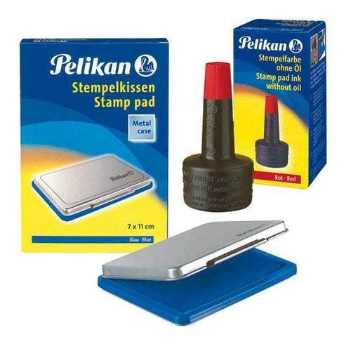 Pelikan Stamp Pad Metal Case, Blue Ink, 7x11 cm