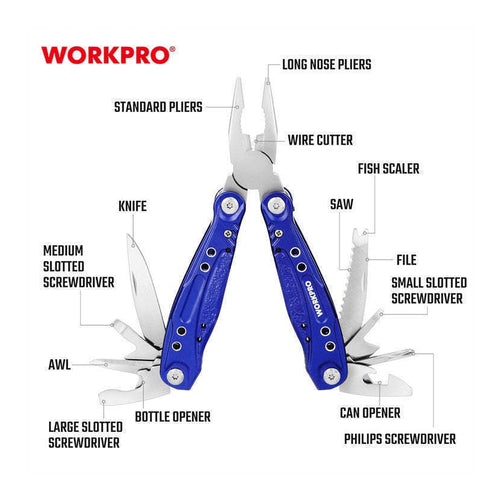 WORKPRO 13-In-1 Multi-Purpose Plier with Bag, WP382003