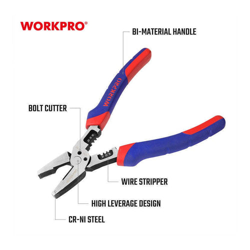 WORKPRO Multi-Purpose Combination Plier, 8 Inch, WP231085