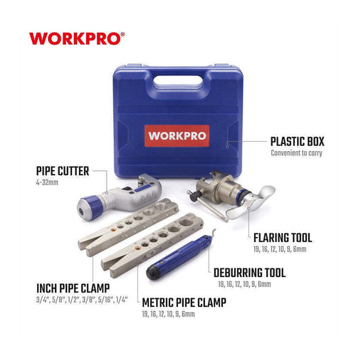 WORKPRO 5Pcs Flaring Tool Kit, SAE & Metric, WP303001