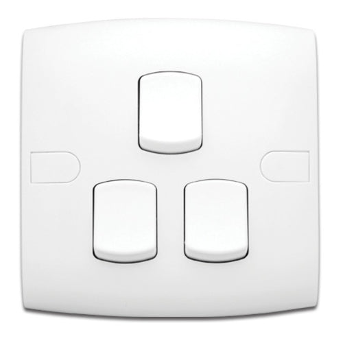 AlFanar 2 Way 3 Gang Switch, 10A, 220V, White