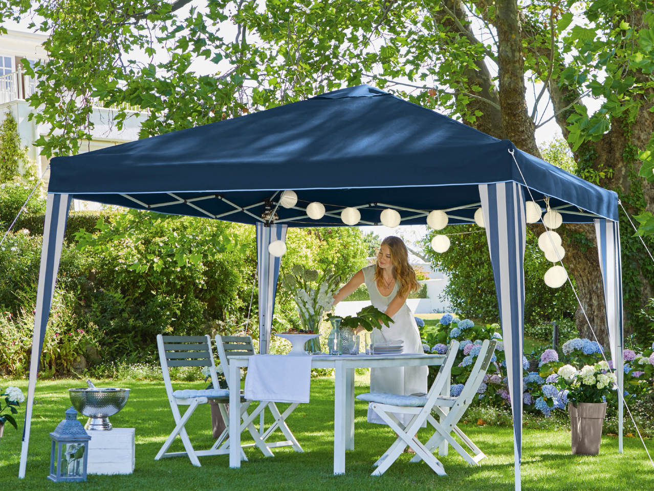 Florabest Folding Aluminum Gazebo, 2 Side Panels For Garden, 3 x 2.6 x 3m